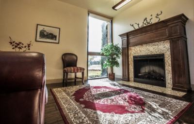 Fireside room of alumni center